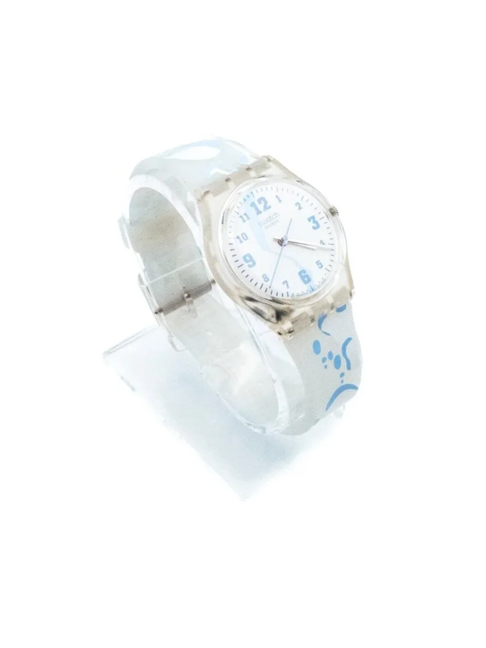 Rare Swatch Gent Access Snowpass Fresh Breeze SKK130 Clear Blue Unisex Watch
